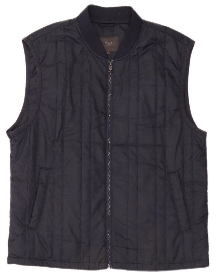 Gilet foderato da uomo Marks & Spencer UK 38 medio blu navy poliestere