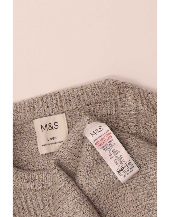 Maglione maglione girocollo da uomo Marks & Spencer grande beige in poliammide