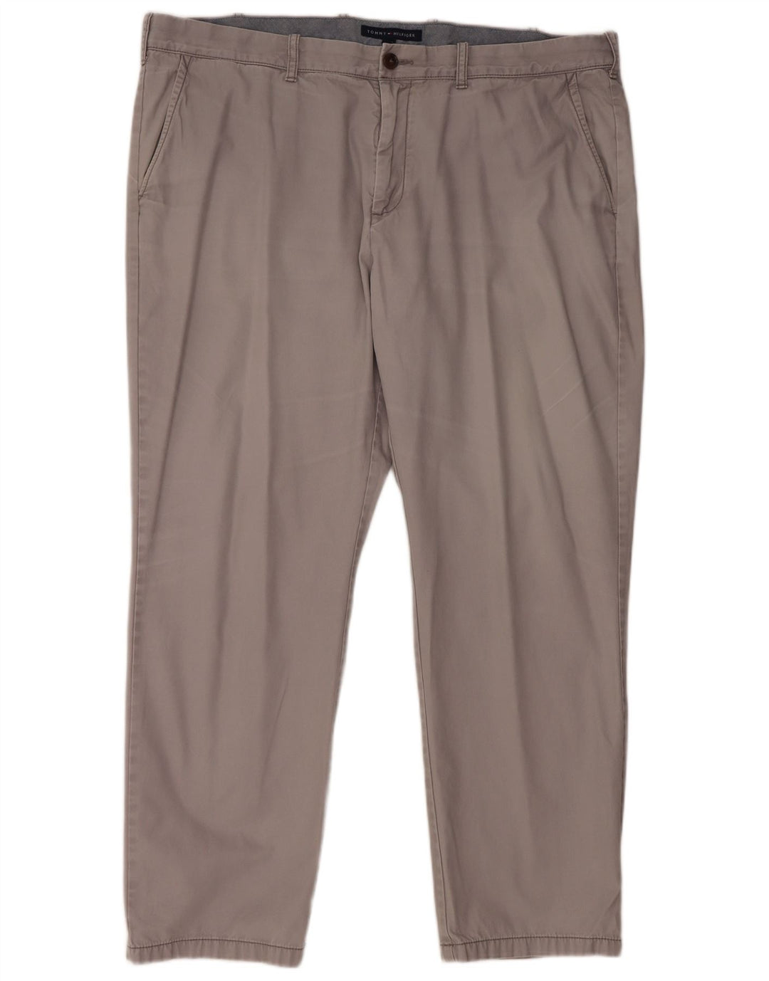 TOMMY HILFIGER Pantaloni chino dritti da uomo W42 L32 cotone grigio