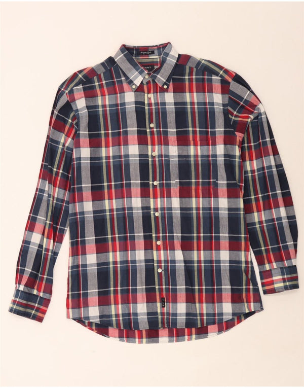 Gant Camicia da uomo dalla vestibilità regolare, grande motivo a quadri blu navy