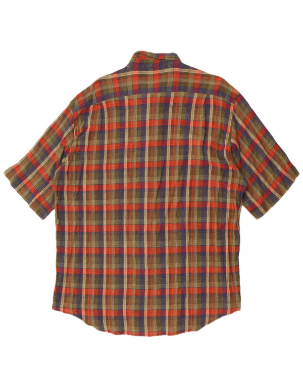 Camicia a maniche corte da uomo Missoni 2XL in cotone a quadri verdi