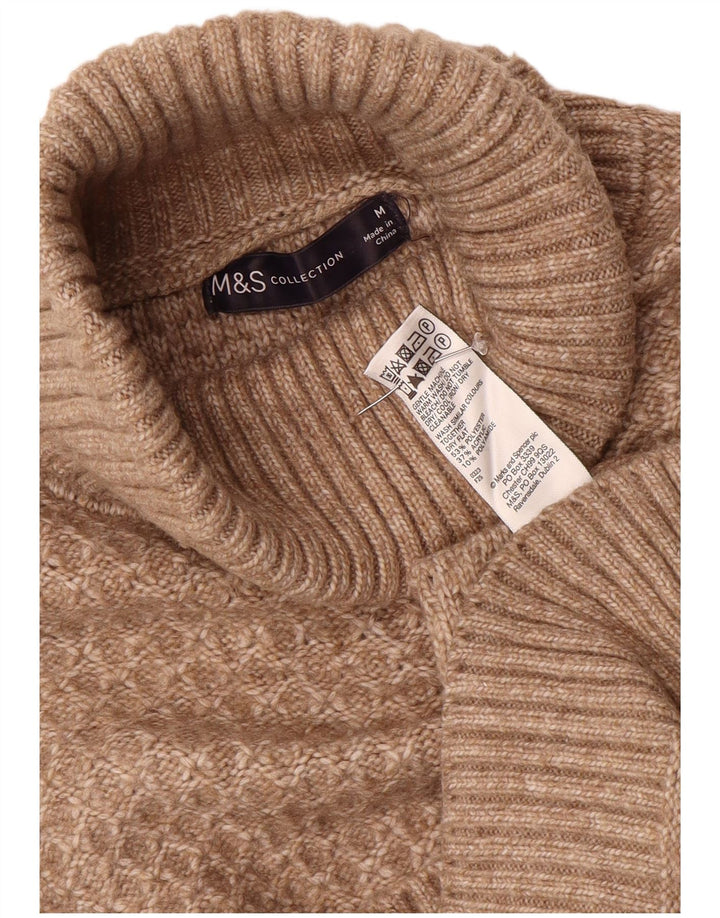 Maglione maglione a collo alto da donna Marks & Spencer UK 14 Marrone medio