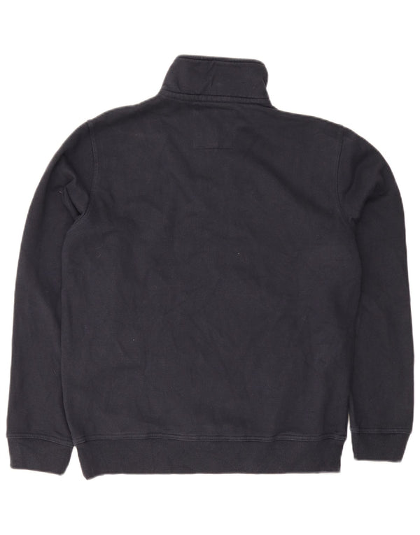Crew Clothing Felpa da uomo con collo con zip, maglione medio, cotone blu navy