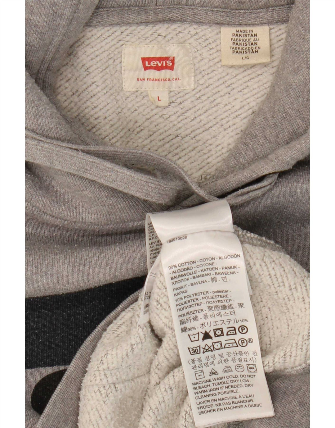 Maglione con cappuccio grafico da uomo Levi's Large in cotone grigio