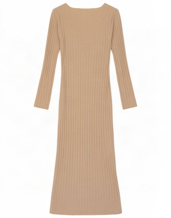 Vestito lungo a maniche lunghe da donna Zara UK 8 Small Beige Viscosa
