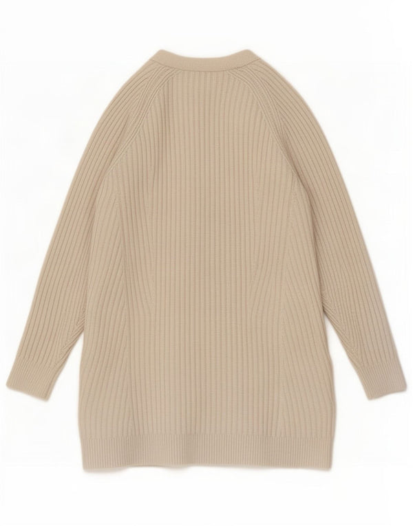 Maglione cardigan aperto lungo da donna Marks & Spencer UK 16 grande Beige