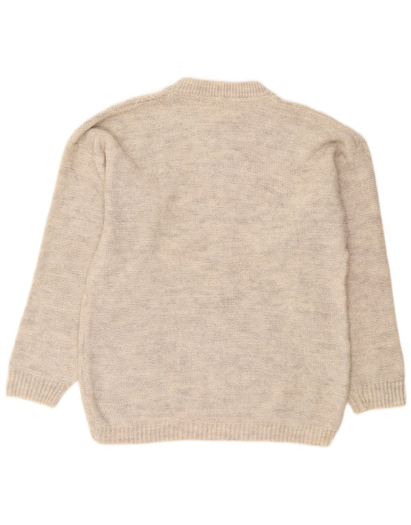 Maglione maglione girocollo da donna vintage UK 16 grande grigio