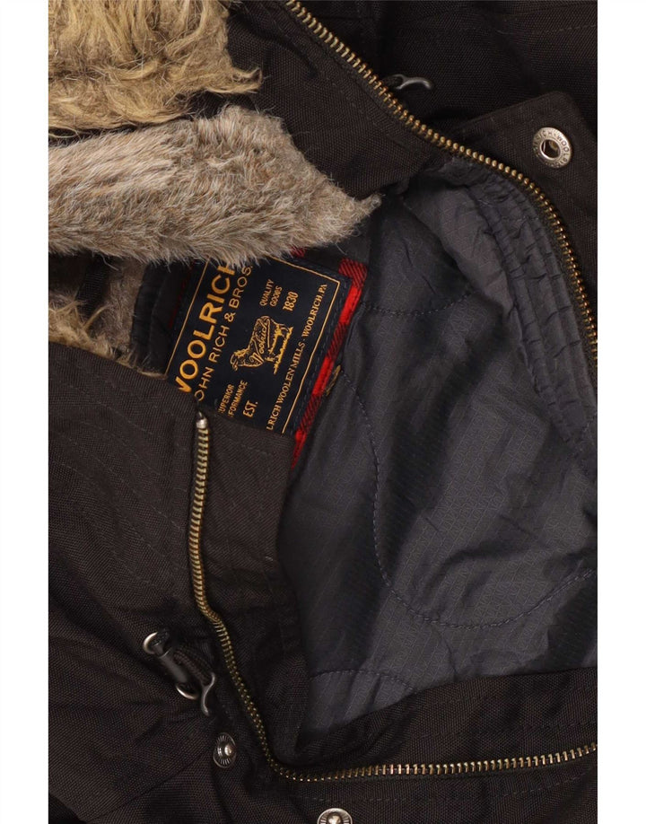 Woolrich Giubbotto bomber con cappuccio da uomo UK 40 Large Nero Colourblock