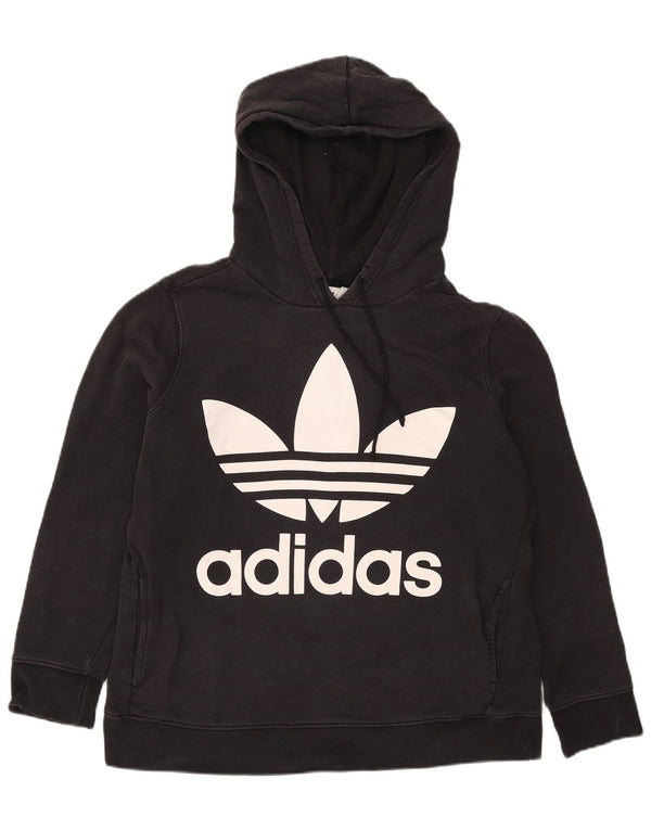 Felpa con cappuccio grafica da donna Adidas UK 18 XL cotone nero