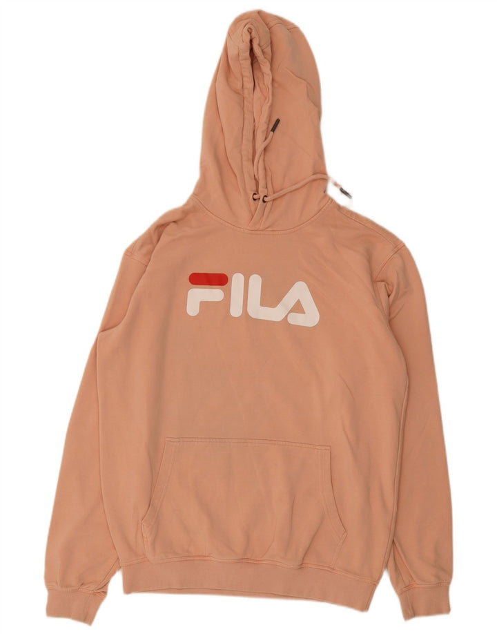 Felpa con cappuccio grafica da uomo Fila in cotone rosa medio