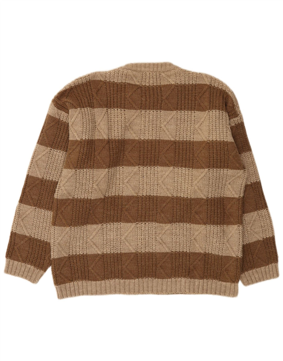 Maglione vintage da uomo girocollo a righe grandi marroni