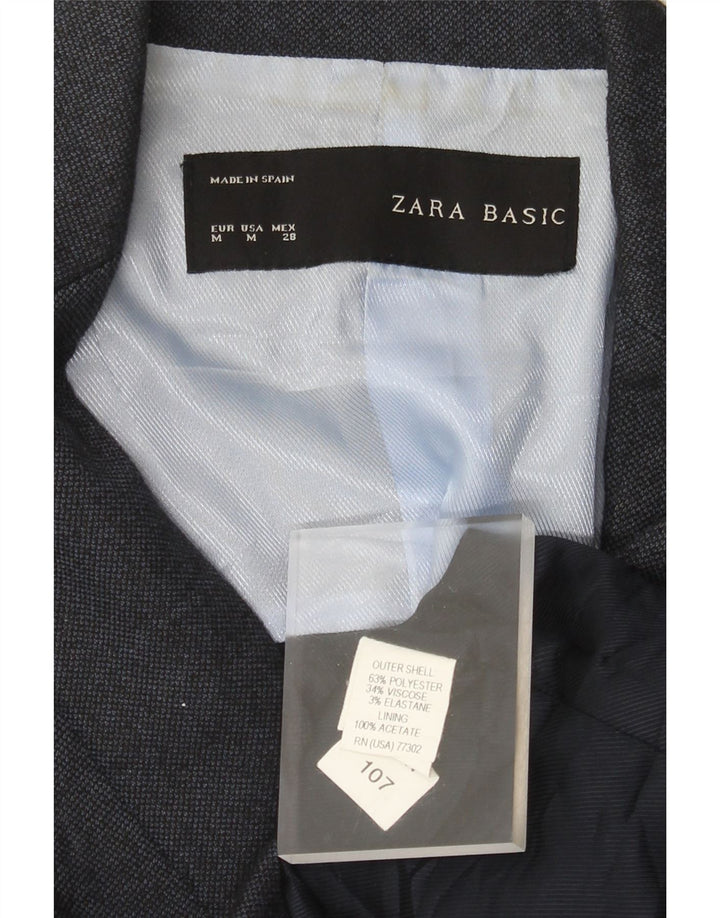 Giacca blazer da donna a 1 bottone Zara UK 12 poliestere blu navy medio