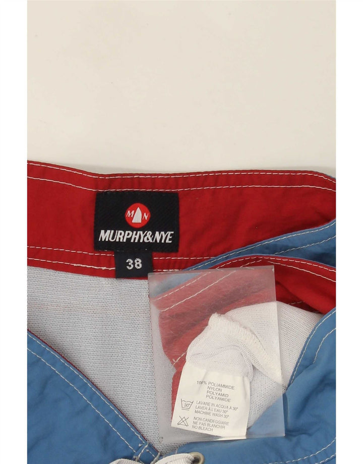 Pantaloncini da bagno grafici da uomo Murphy & Nye XL blu in poliammide color block