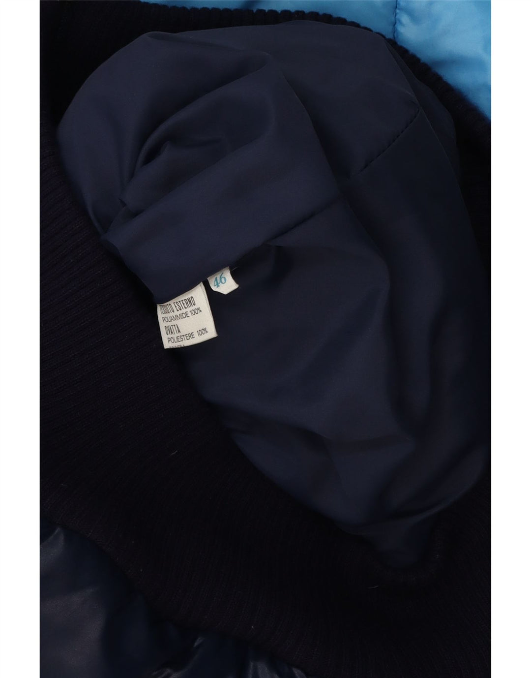 Giubbotto Imbottito Uomo VINTAGE IT 46 Small Blu Colourblock Poliammide