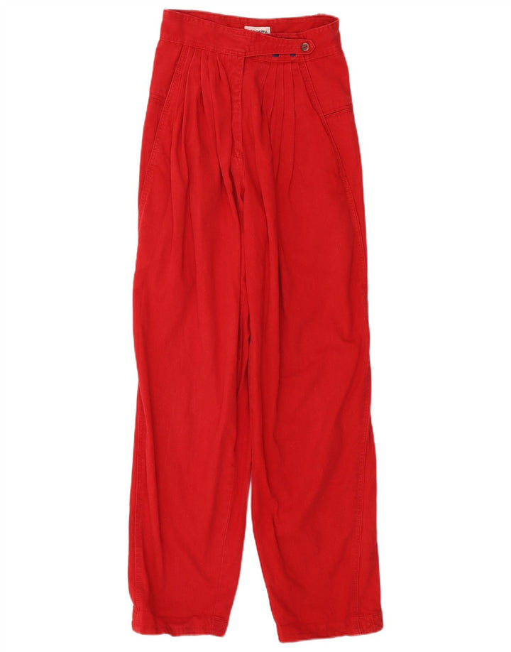 Pantaloni casual con ancoraggio da donna vintage W24 L29 Rossi