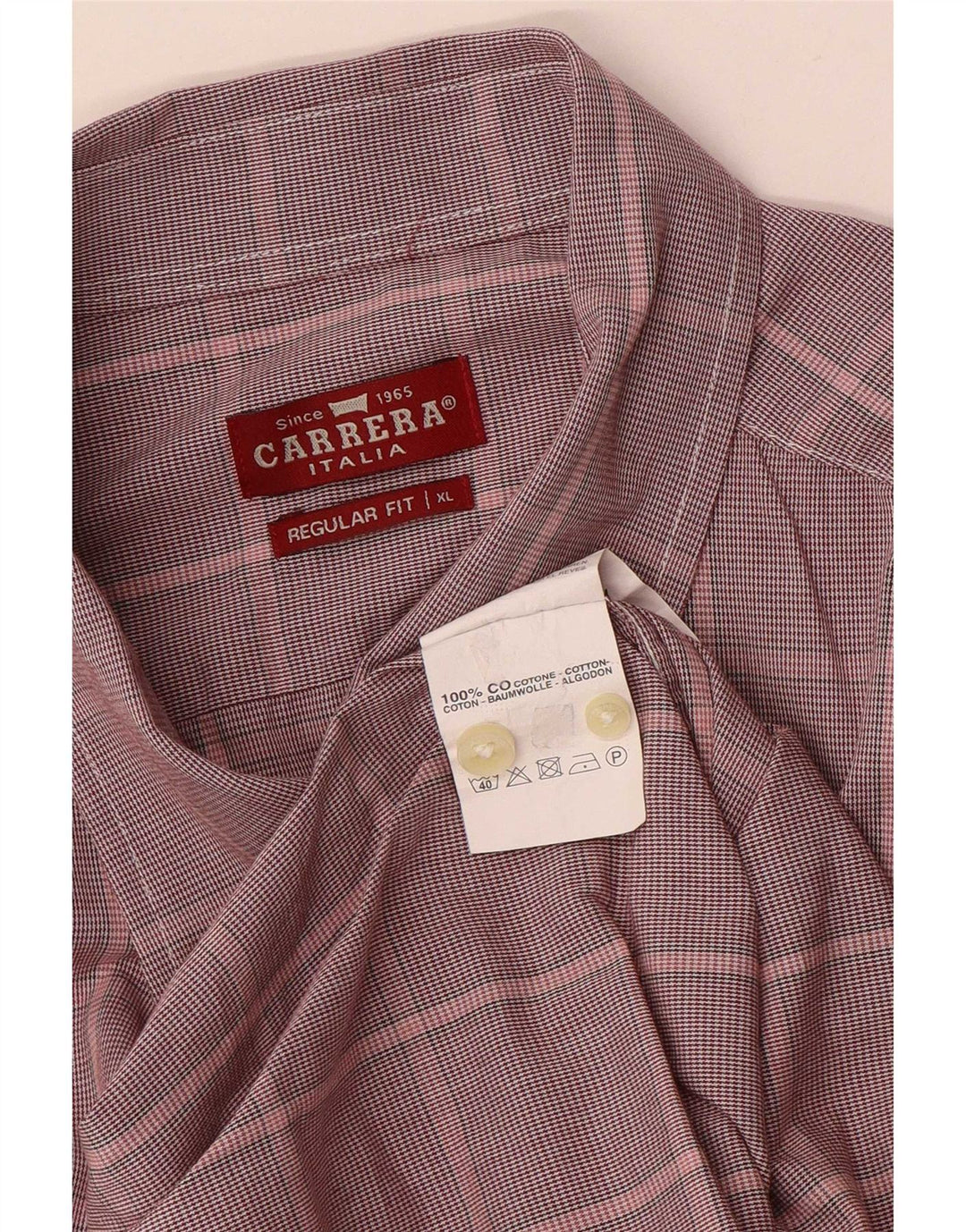 Camicia Carrera da uomo vestibilità regolare XL in cotone a quadri bordeaux