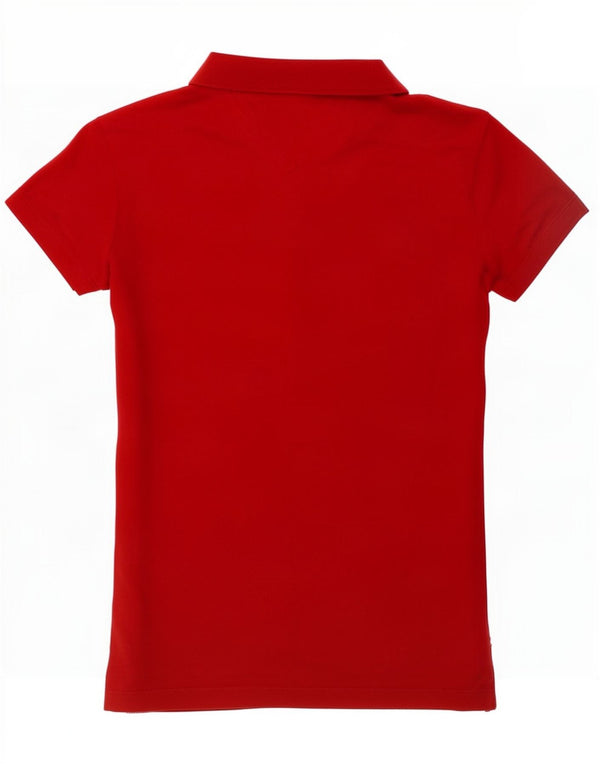 Tommy Hilfiger Womens Slim Fit Polo Shirt UK 6 XS Red Cotton