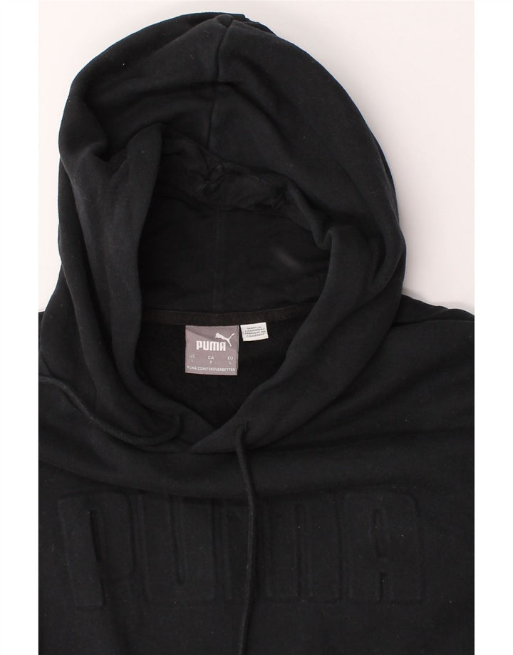 PUMA Mens Graphic Hoodie Jumper Large Black Cotton Vintage Puma and Second-Hand Puma from Messina Hembry 