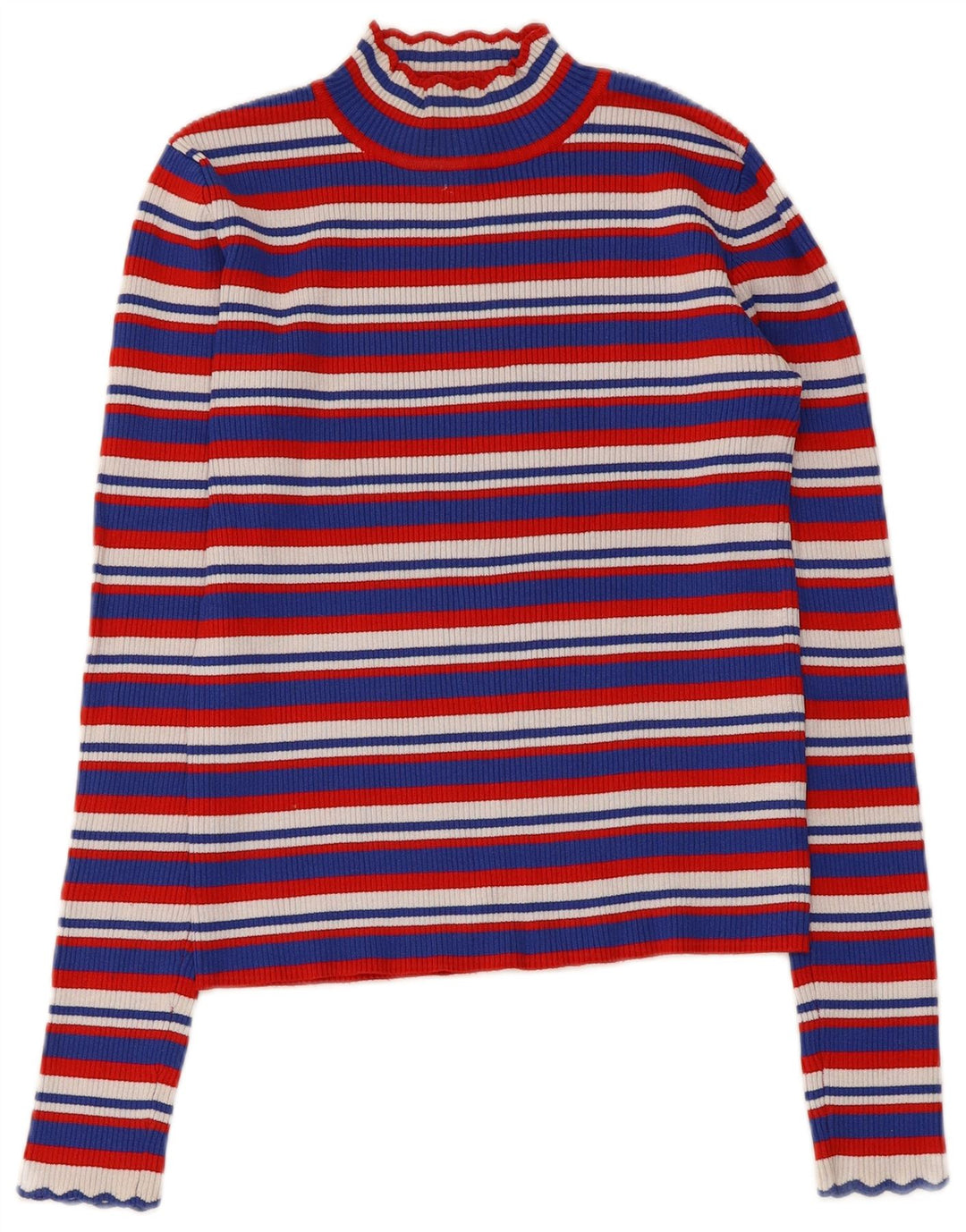 Top corto da donna Zara a maniche lunghe UK 8 piccolo in viscosa a righe multicolore