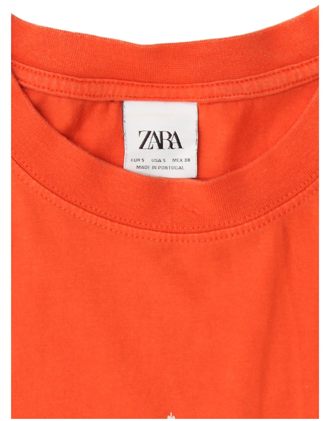 ZARA Mens Graphic T-Shirt Top Small Orange Cotton