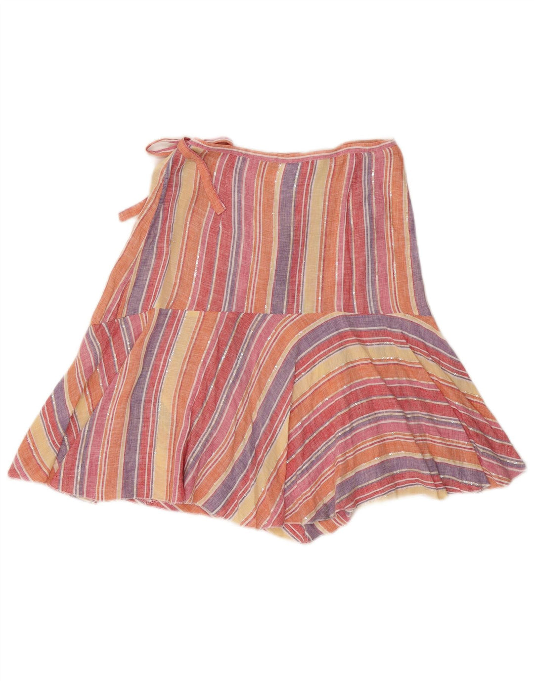 Gonna a portafoglio da donna Max Mara UK 10 piccola W27 lino a righe multicolore