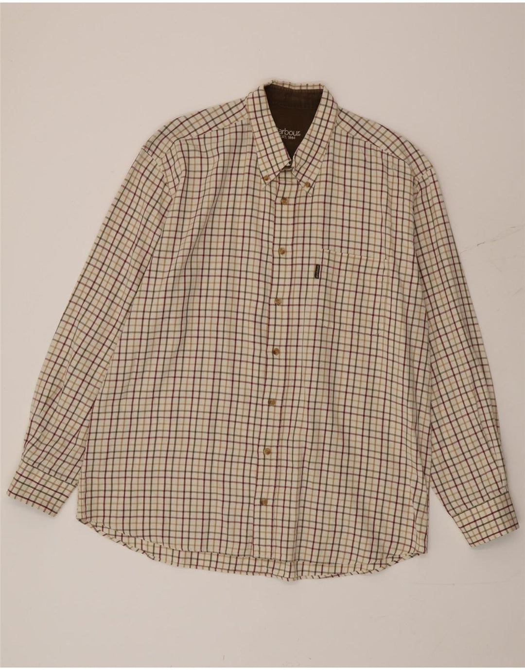Camicia da uomo Barbour 2XL in cotone a quadretti beige