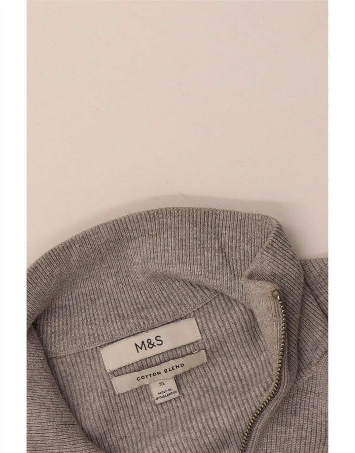 Maglione da uomo Marks & Spencer con zip e collo XL in cotone grigio