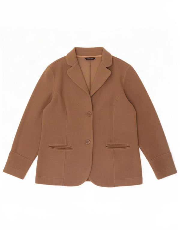 Giacca blazer a 2 bottoni in pile da donna Lands End UK 12 Poliestere beige medio