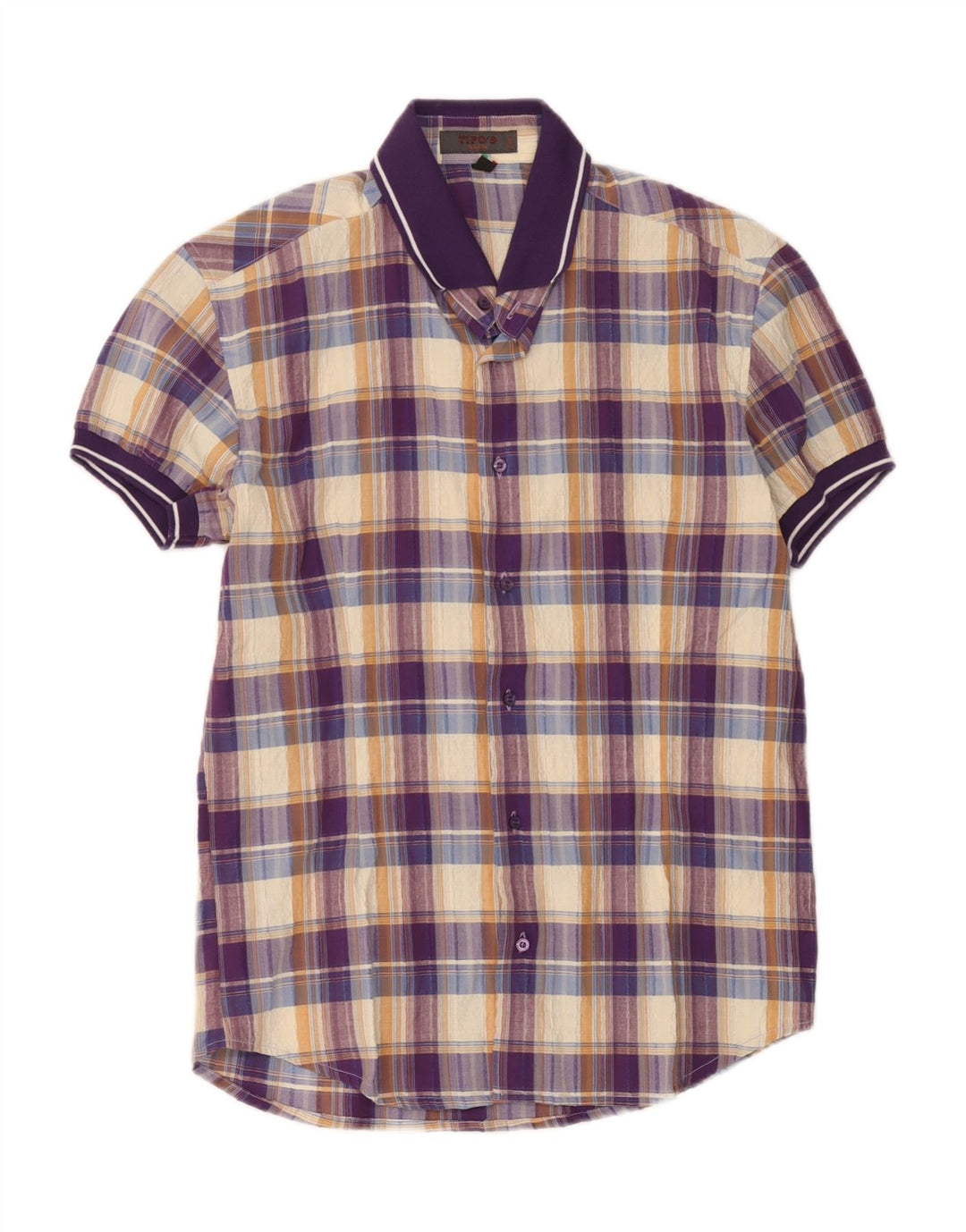 Tipo' S Camicia slim da uomo a maniche corte XL in cotone a quadri multicolore