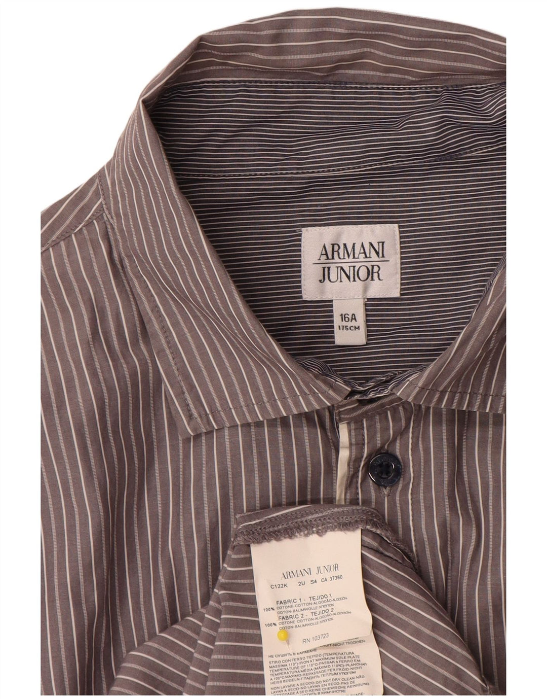 Camicia Armani Junior Bambino 15-16 Anni Cotone Gessato Grigio