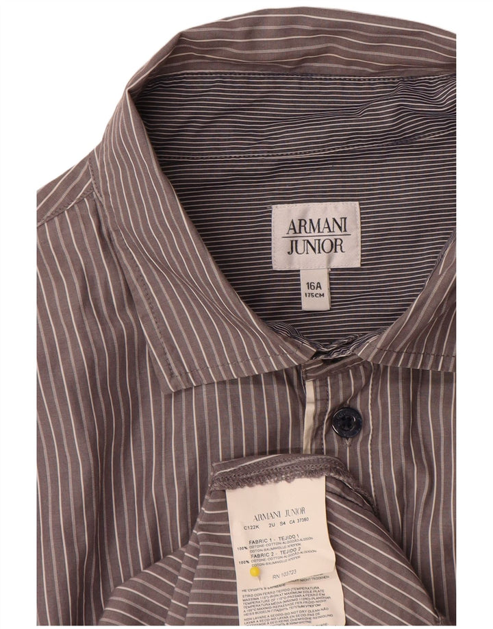 Camicia Armani Junior Bambino 15-16 Anni Cotone Gessato Grigio