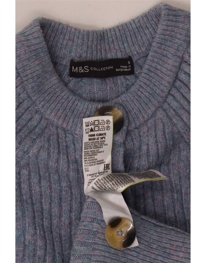 Maglione cardigan oversize corto da donna Marks & Spencer UK 10 piccolo blu