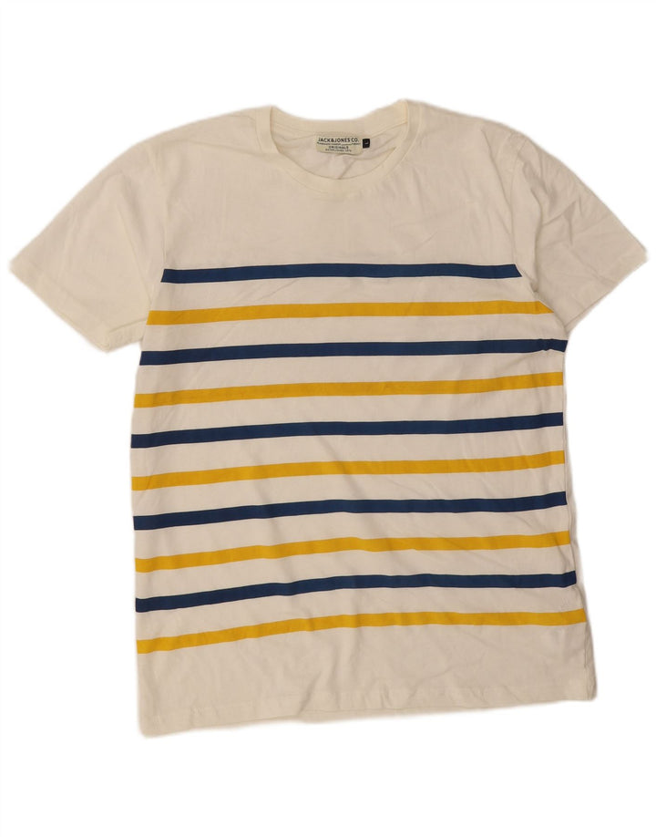 JACK & JONES T-shirt da uomo grande in cotone a righe bianche
