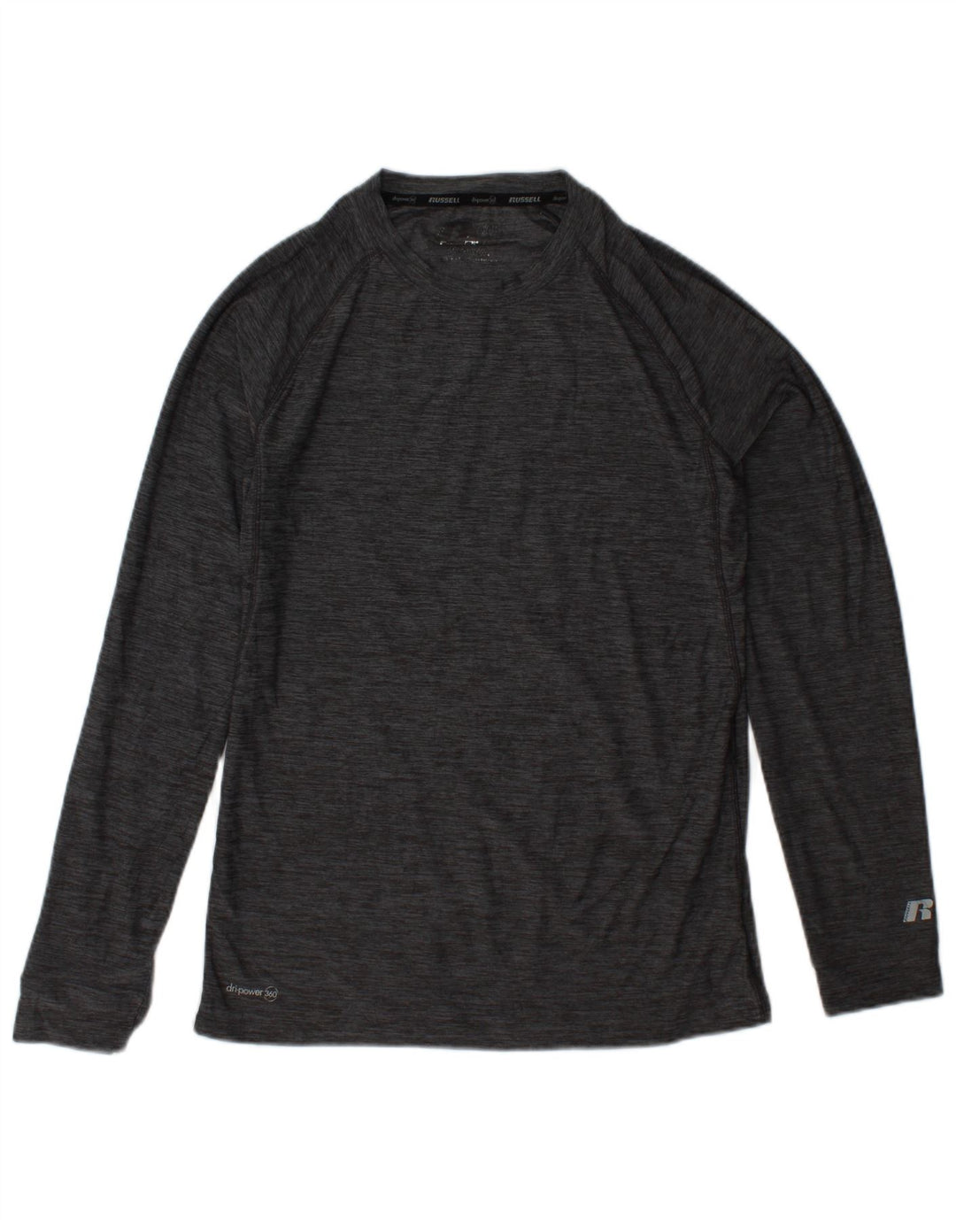RUSSELL ATHLETIC Maglia da uomo Dri-Power a maniche lunghe piccola grigia chiazzata