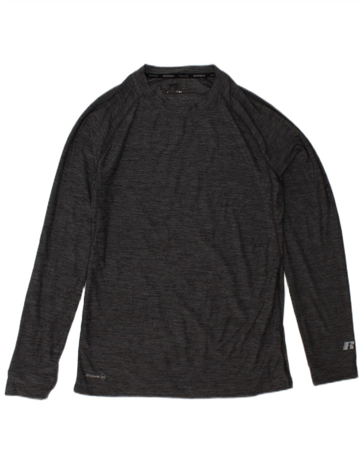RUSSELL ATHLETIC Maglia da uomo Dri-Power a maniche lunghe piccola grigia chiazzata