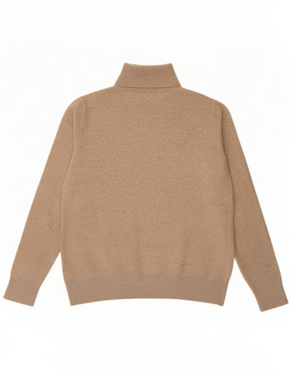 Maglione maglione a collo alto da donna Marks & Spencer UK 10 piccolo poliestere beige