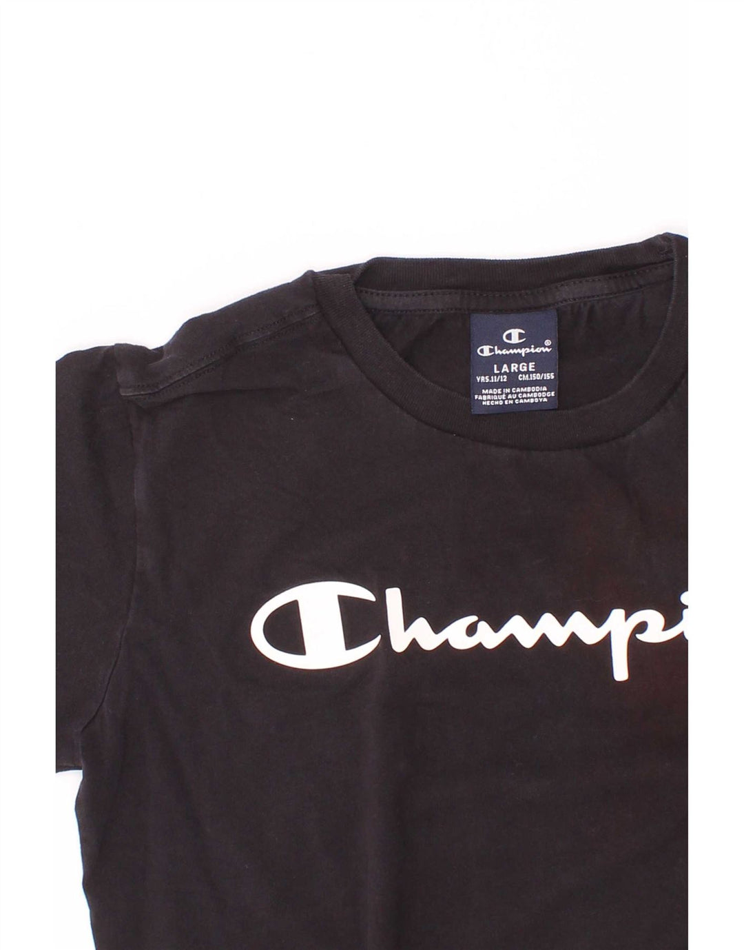 T-shirt grafica Champion da bambino, 11-12 anni, grande, nera