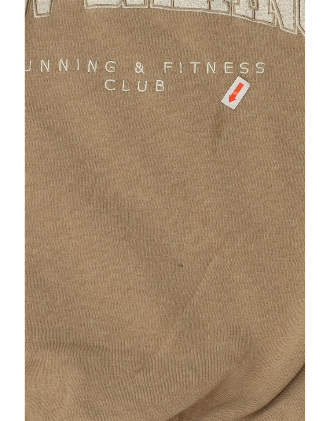 NEW BALANCE Womens Oversized Graphic Sweatshirt Jumper UK 10 Small Beige Vintage New Balance and Second-Hand New Balance from Messina Hembry 