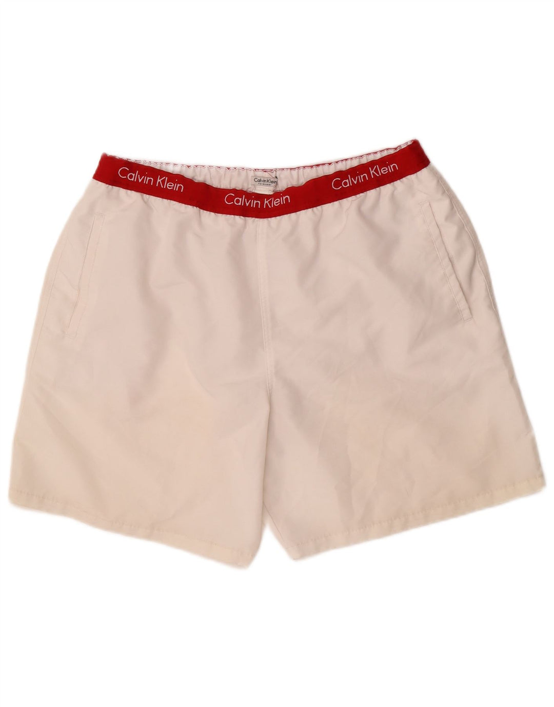CALVIN KLEIN Mens Graphic Swimming Shorts XL  White Colourblock Polyester