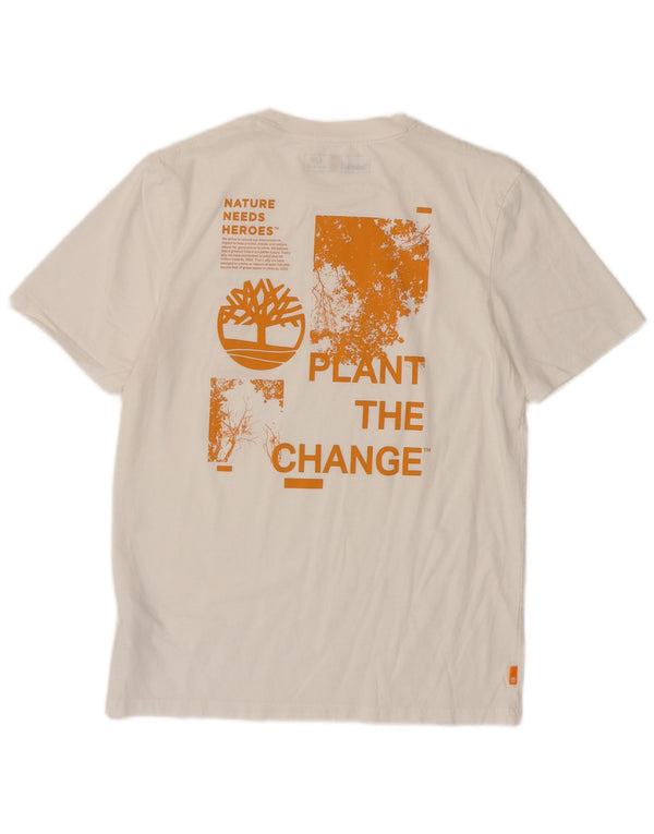 T-shirt grafica da uomo con vestibilità regolare Timberland, piccola, in cotone bianco
