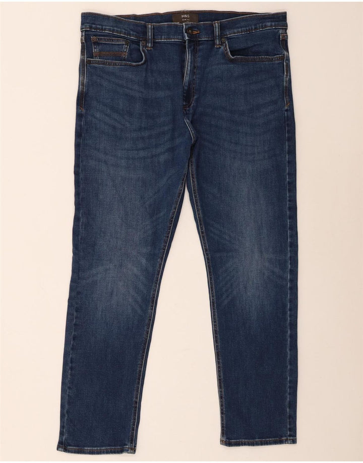 Jeans slim da uomo Marks & Spencer W36 L29 cotone blu