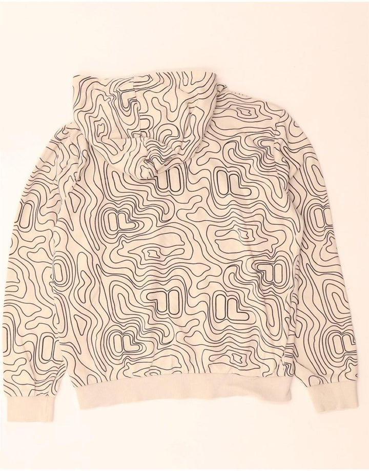 FILA Boys Abstract Pattern Graphic Hoodie Jumper 13-14 Years Off White