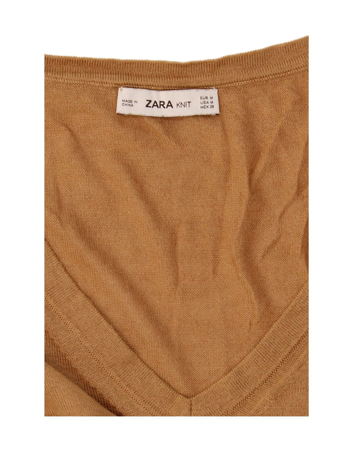 Maglione oversize con scollo a V da donna Zara UK 14 Marrone medio