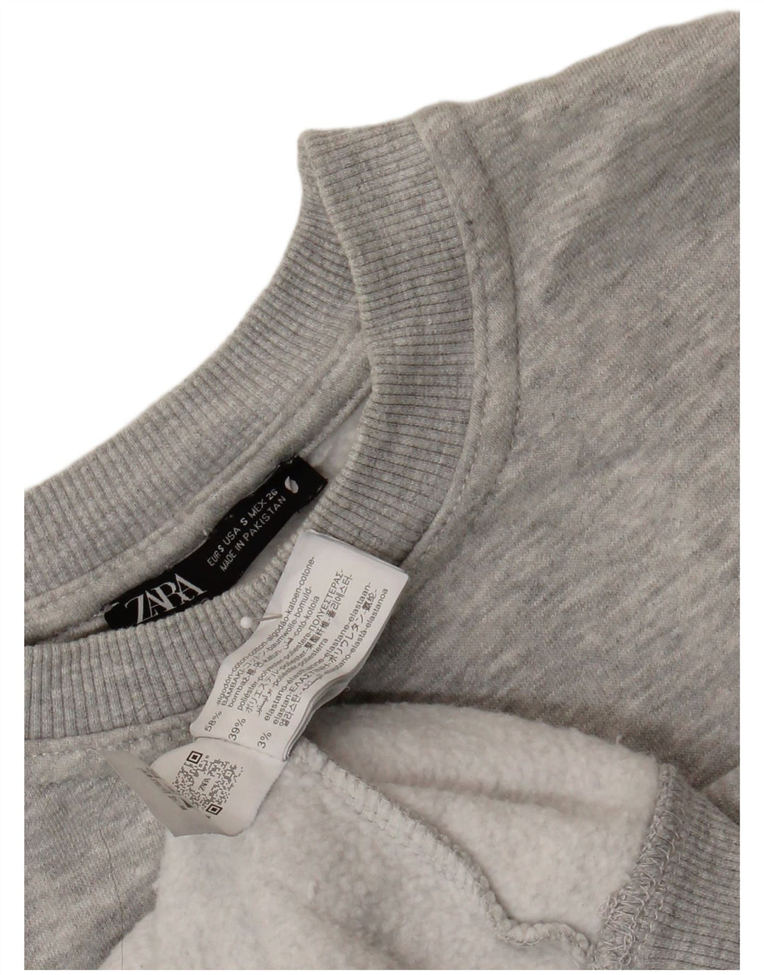 Felpa oversize da donna Zara, maglione UK 10, piccolo cotone chiazzato grigio