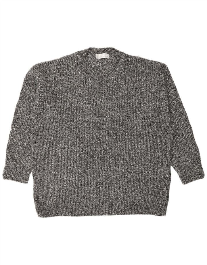Maglione maglione girocollo da uomo Marks & Spencer grande acrilico chiazzato grigio