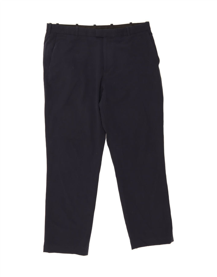 IZOD Mens Straight Suit Trousers W38 L32 Navy Blue Polyester Vintage Izod and Second-Hand Izod from Messina Hembry 