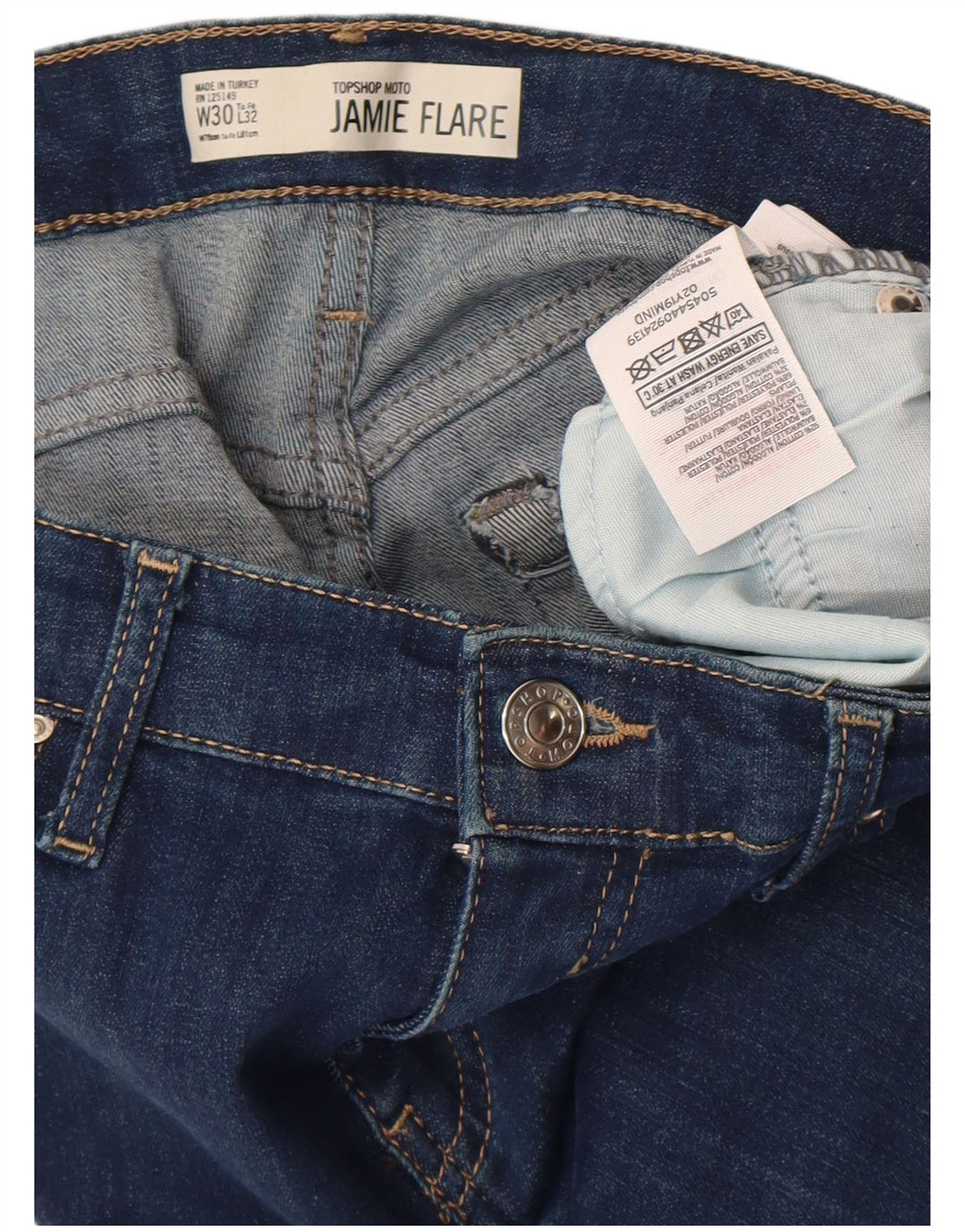 TOPSHOP Jeans svasati Jamie da donna W30 L32 cotone blu