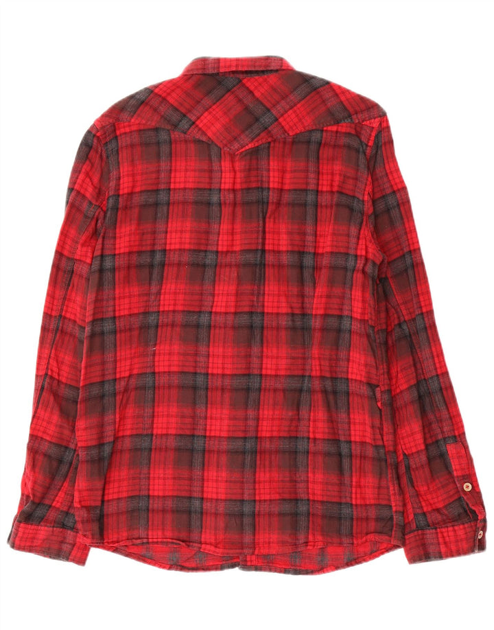 Camicia Diesel da uomo in flanella di cotone a quadri rossi medi