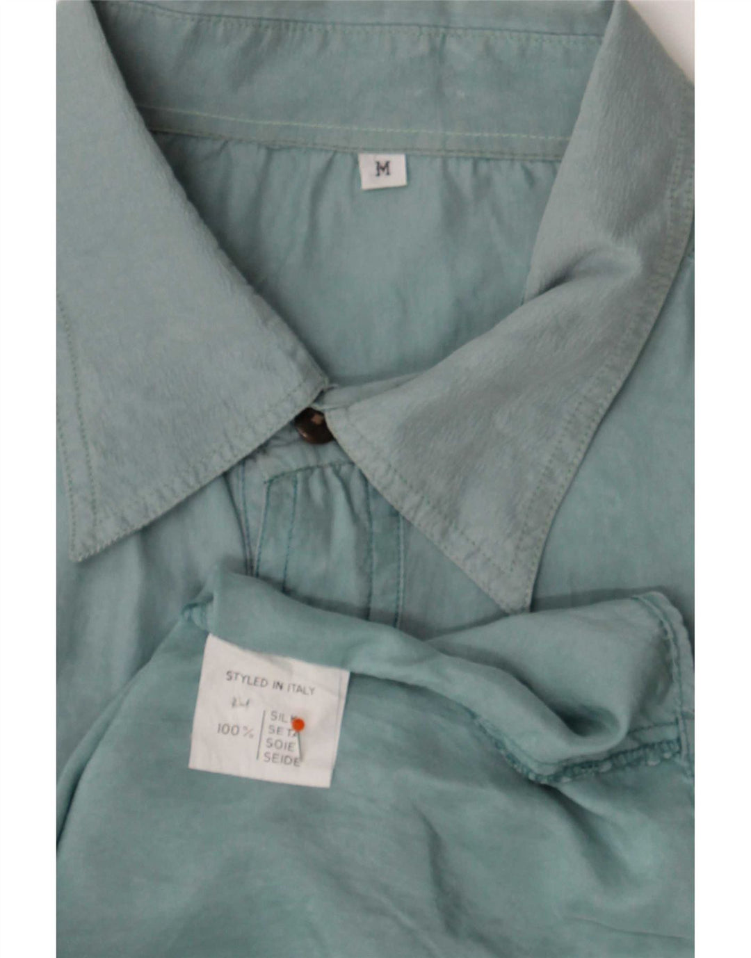 Camicia Vintage da Uomo in Seta Blu Medio