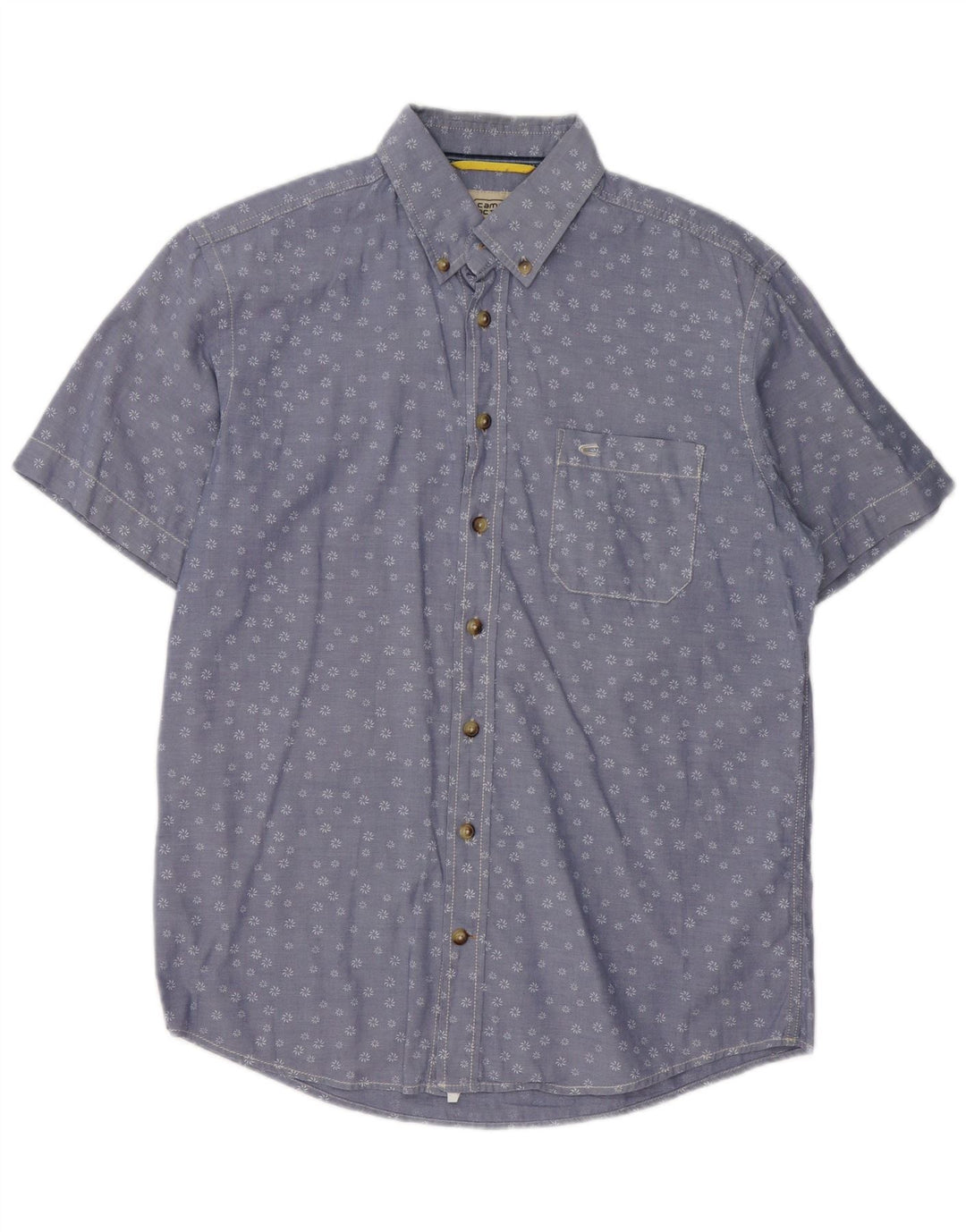 Camicia a maniche corte da uomo Camel Active in cotone floreale blu medio